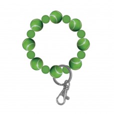 Sports ball wood bead wristlet keyring
