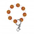 Sports ball wood bead wristlet keyring