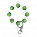 Sports ball wood bead wristlet keyring