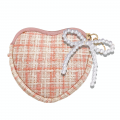 Pearl Bow Tweed Coin Purse