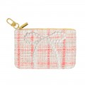 Tweed Fabric Coin Purse w / Pearl Bow