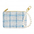 Tweed Fabric Coin Purse w/ Pearl loop