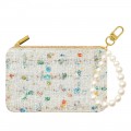 Tweed Fabric Coin Purse w/ Pearl loop