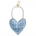 Tweed Fabric w_Pearls Bag Charm