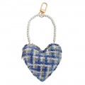 Tweed Fabric w_Pearls Bag Charm