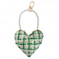 Tweed Fabric w_Pearls Bag Charm