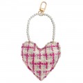 Tweed Fabric w_Pearls Bag Charm