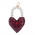 Tweed Fabric w_Pearls Bag Charm