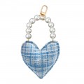 Tweed Fabric w_Pearls Bag Charm