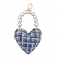 Tweed Fabric w_Pearls Bag Charm