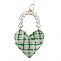 Tweed Fabric w_Pearls Bag Charm