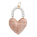 Tweed Fabric w_Pearls Bag Charm