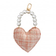Tweed Fabric w_Pearls Bag Charm