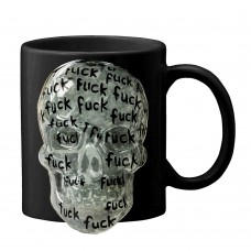 Epoxy skull with fuck words inside - embossed on mug
